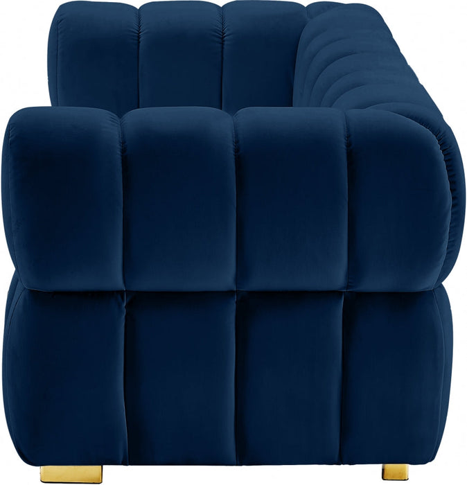 Gwen Blue Velvet Loveseat - 670Navy-L - Vega Furniture