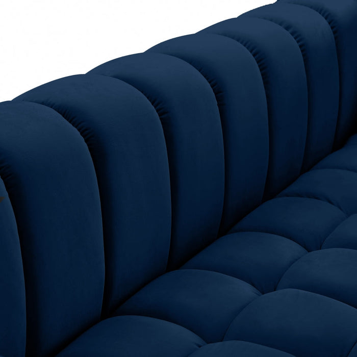 Gwen Blue Velvet Loveseat - 670Navy-L - Vega Furniture