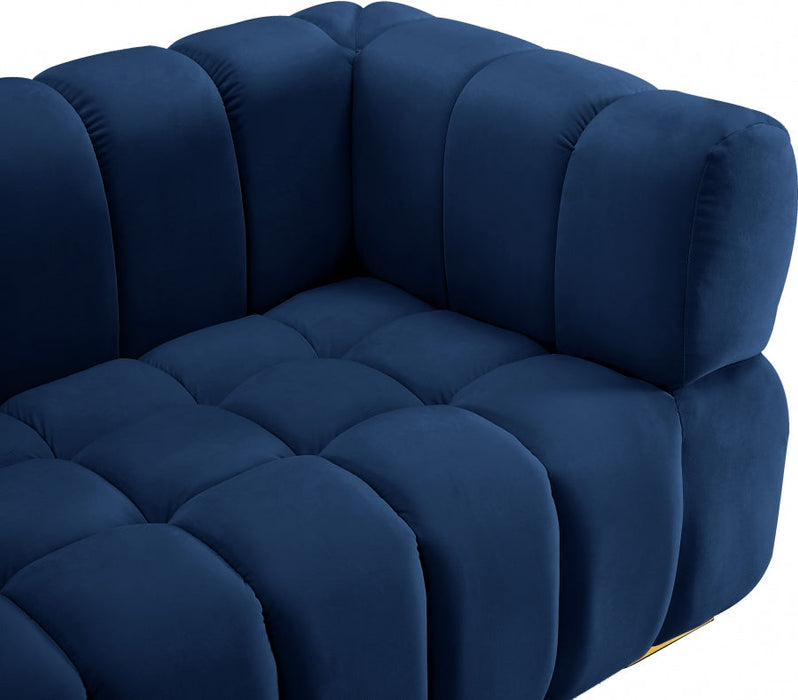 Gwen Blue Velvet Loveseat - 670Navy-L - Vega Furniture