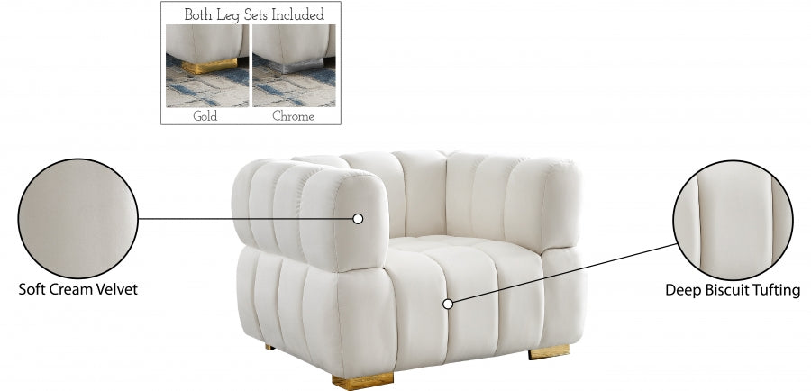 Gwen Cream Velvet Chair - 670Cream-C - Vega Furniture