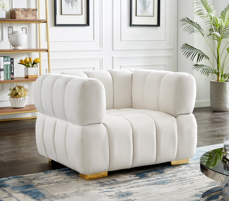 Gwen Cream Velvet Chair - 670Cream-C - Vega Furniture