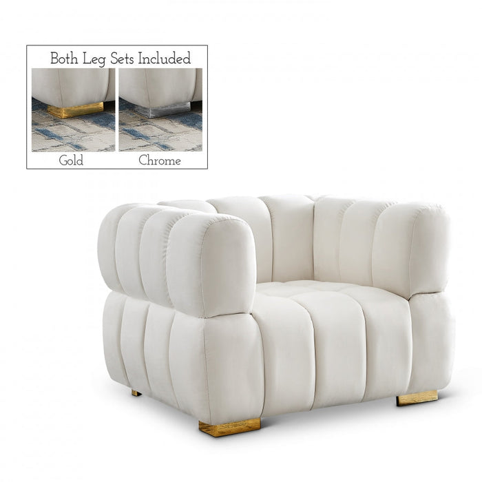 Gwen Cream Velvet Chair - 670Cream-C - Vega Furniture