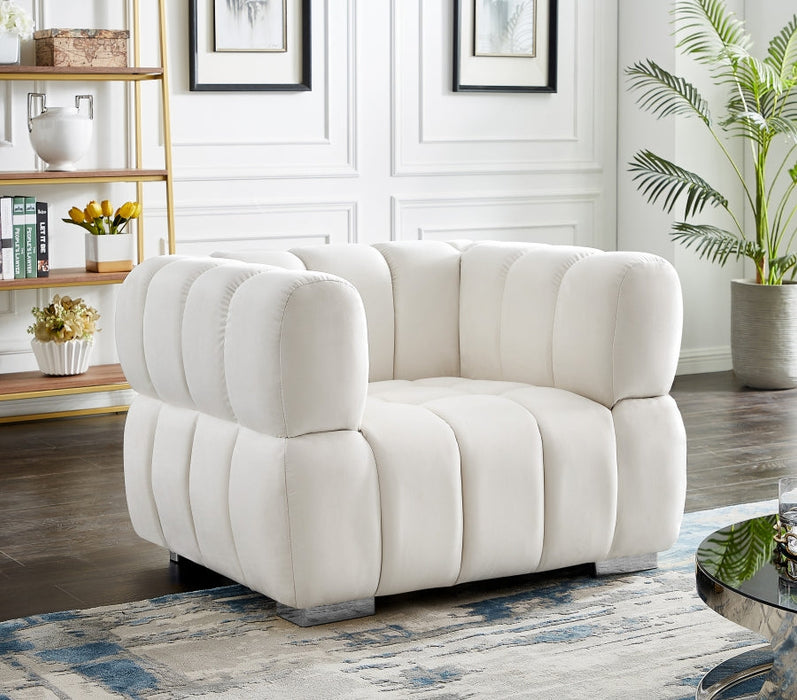 Gwen Cream Velvet Chair - 670Cream-C - Vega Furniture