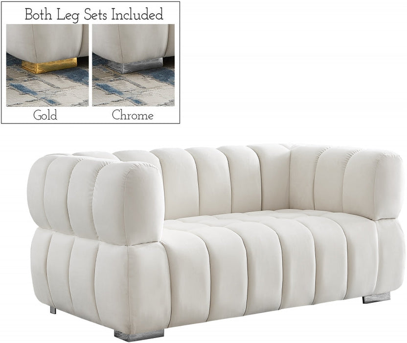 Gwen Cream Velvet Loveseat - 670Cream-L - Vega Furniture