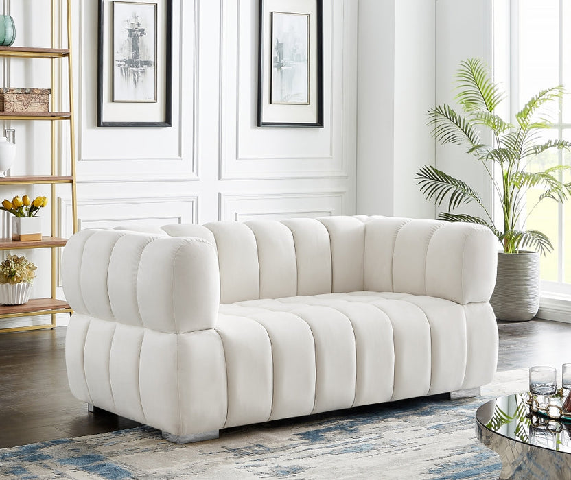 Gwen Cream Velvet Loveseat - 670Cream-L - Vega Furniture