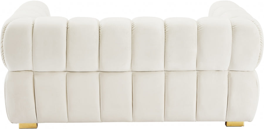 Gwen Cream Velvet Loveseat - 670Cream-L - Vega Furniture