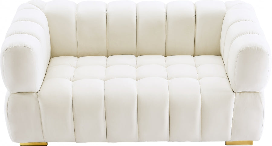 Gwen Cream Velvet Loveseat - 670Cream-L - Vega Furniture