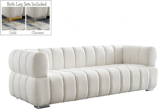 Gwen Cream Velvet Sofa - 670Cream-S - Vega Furniture