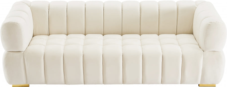 Gwen Cream Velvet Sofa - 670Cream-S - Vega Furniture