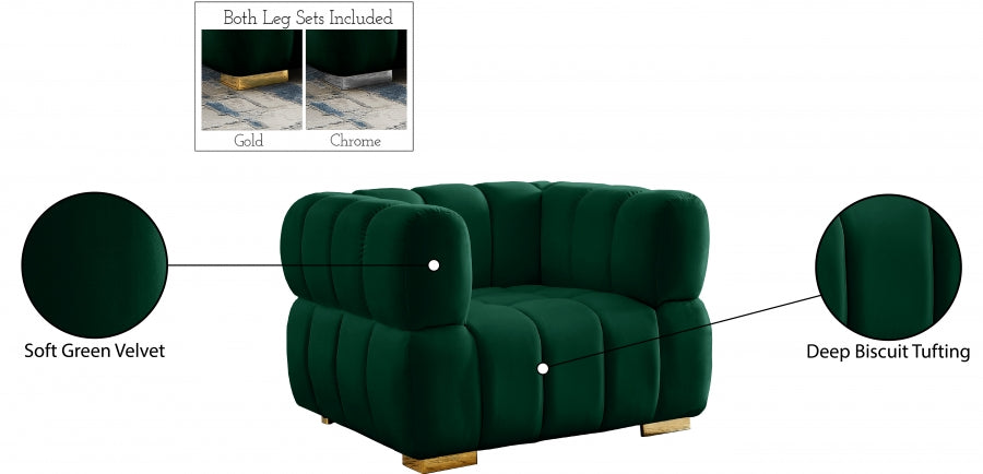 Gwen Green Velvet Chair - 670Green-C - Vega Furniture