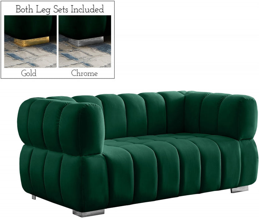 Gwen Green Velvet Loveseat - 670Green-L - Vega Furniture