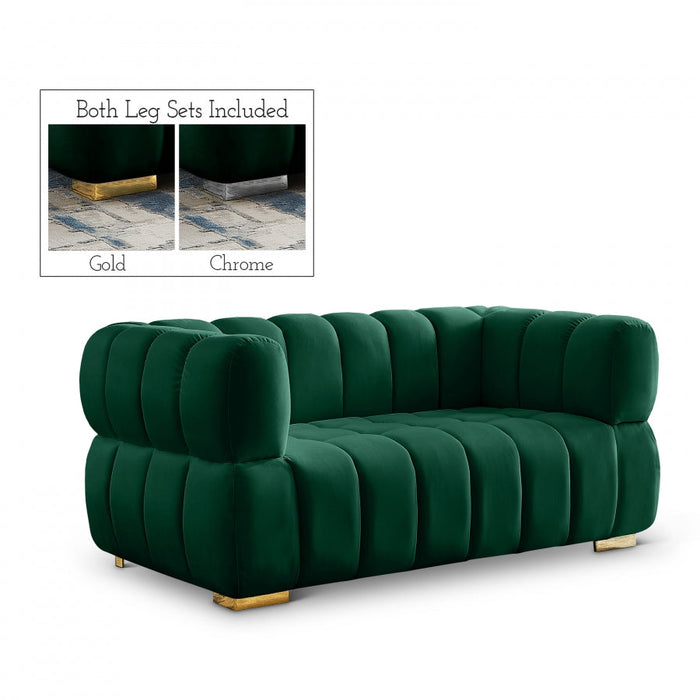 Gwen Green Velvet Loveseat - 670Green-L - Vega Furniture