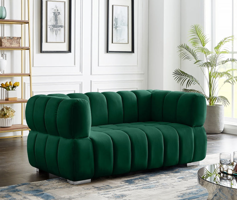 Gwen Green Velvet Loveseat - 670Green-L - Vega Furniture