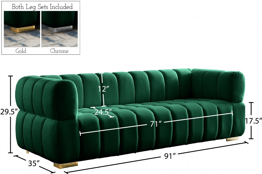 Gwen Green Velvet Sofa - 670Green-S - Vega Furniture