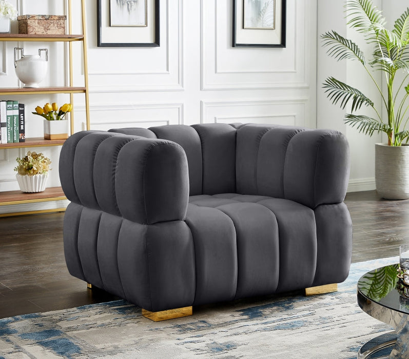 Gwen Grey Velvet Chair - 670Grey-C - Vega Furniture