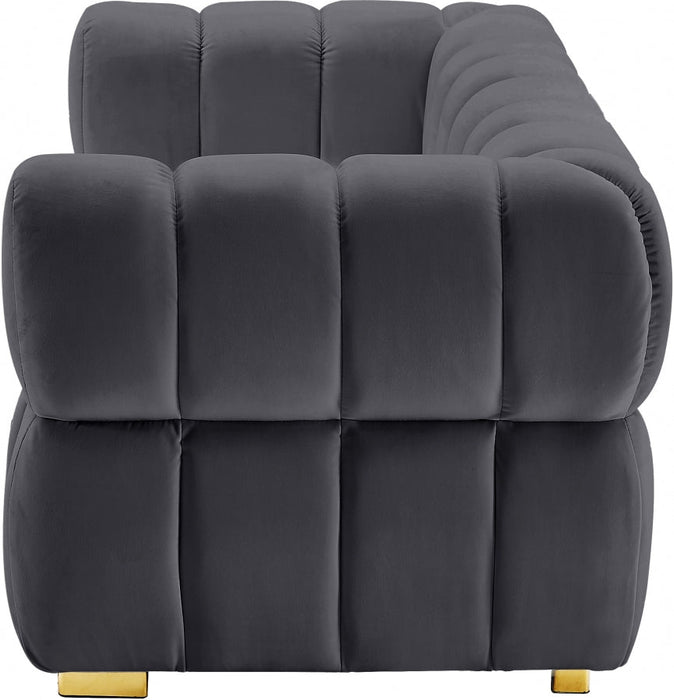 Gwen Grey Velvet Loveseat - 670Grey-L - Vega Furniture