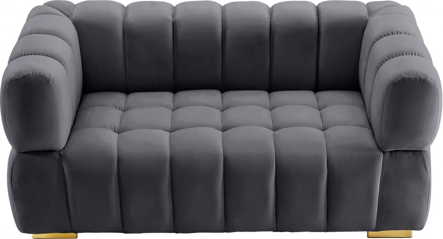 Gwen Grey Velvet Loveseat - 670Grey-L - Vega Furniture