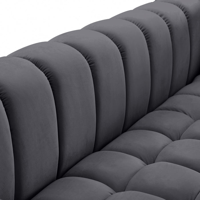 Gwen Grey Velvet Loveseat - 670Grey-L - Vega Furniture