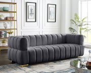 Gwen Grey Velvet Sofa - 670Grey-S - Vega Furniture