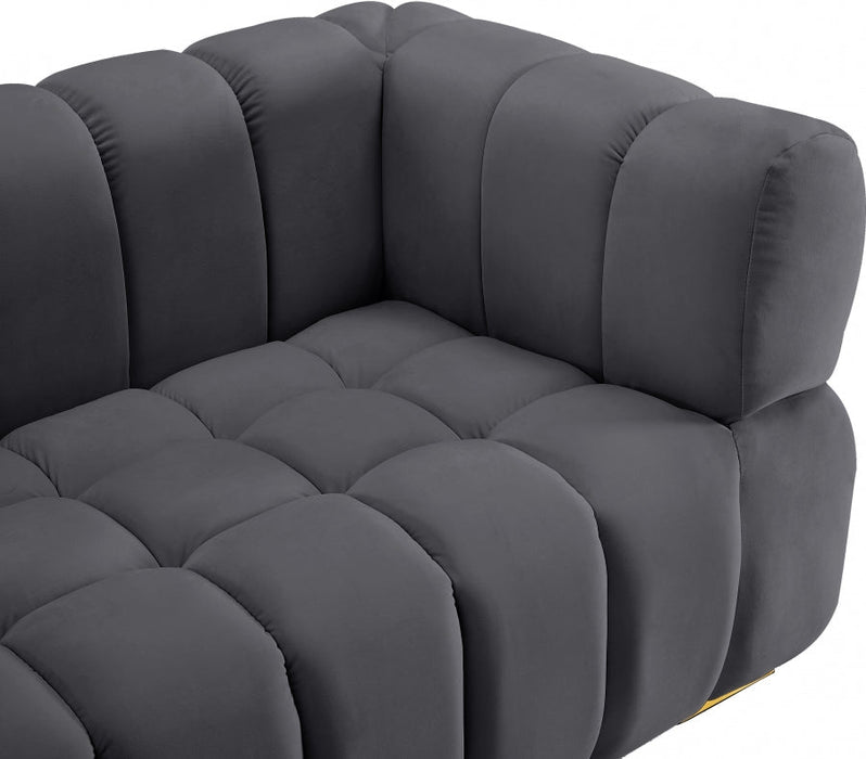 Gwen Grey Velvet Sofa - 670Grey-S - Vega Furniture