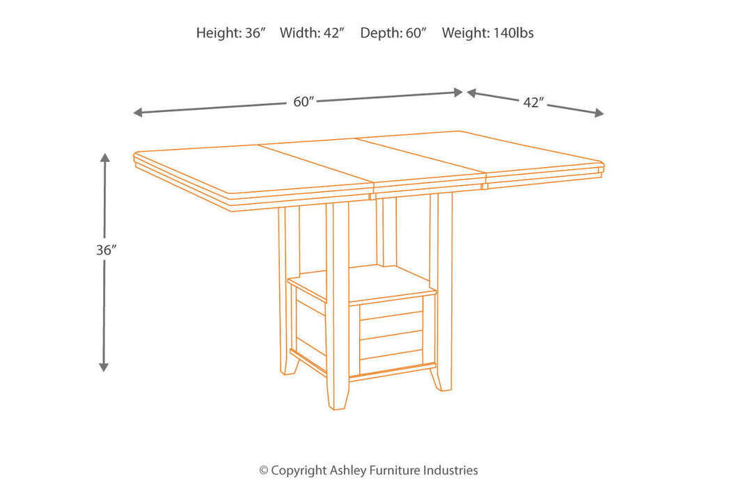 Haddigan Dark Brown Counter Height Dining Extension Table - D596-42 - Vega Furniture