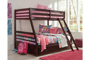 Halanton Dark Brown Twin over Full Bunk Bed with 1 Large Storage Drawer - SET | B328-50 | B328-58P | B328-58R - Vega Furniture