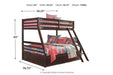 Halanton Dark Brown Twin over Full Bunk Bed with 1 Large Storage Drawer - SET | B328-50 | B328-58P | B328-58R - Vega Furniture