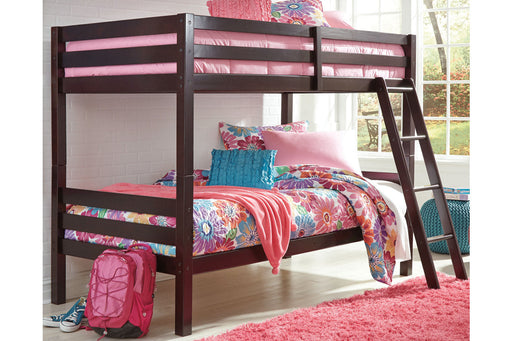 Halanton Dark Brown Twin over Twin Bunk Bed with Ladder - B328-59 - Vega Furniture
