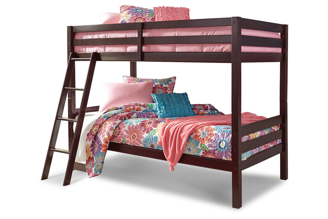 Halanton Dark Brown Twin over Twin Bunk Bed with Ladder - B328-59 - Vega Furniture