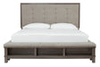 Hallanden Gray Footboard Storage Upholstered Panel Bedroom Set - SET | B649-56 | B649-58 | B649-97 | B649-92 | B649-46 - Vega Furniture