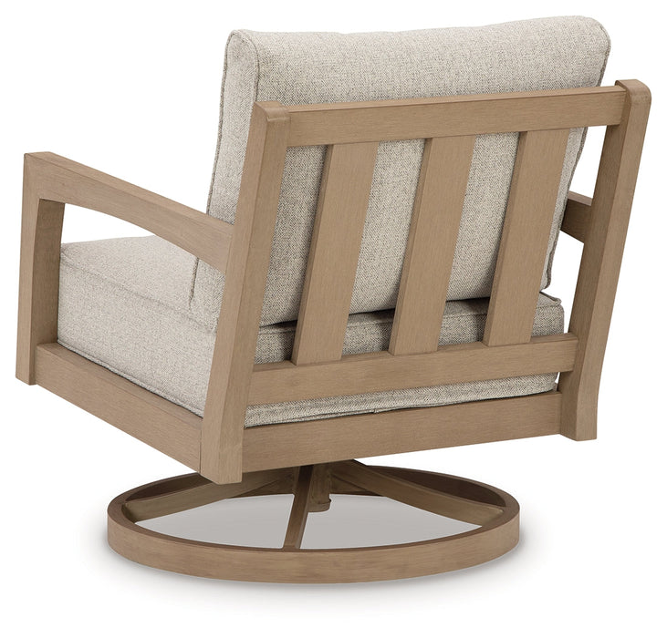 Hallow Creek Driftwood Outdoor Swivel Lounge with Cushion - P560-821 - Vega Furniture