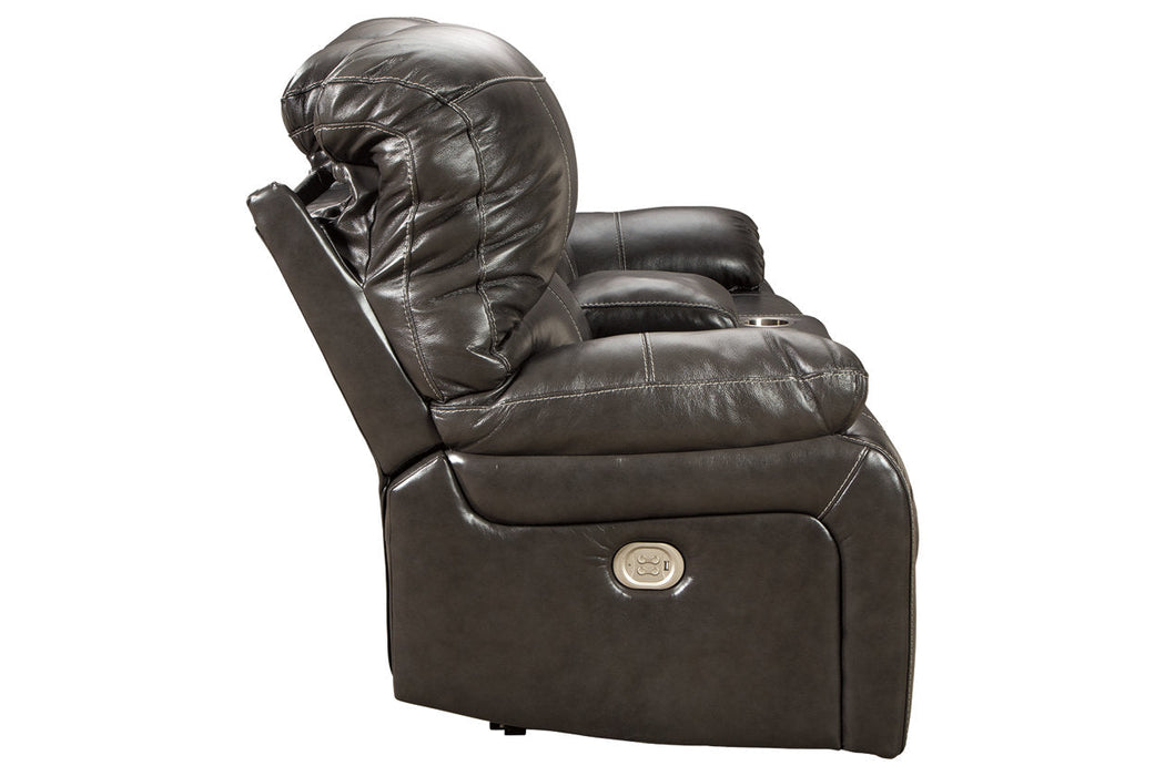 Hallstrung Gray Power Reclining Loveseat with Console - U5240318 - Vega Furniture