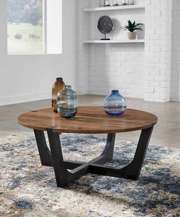 Hanneforth Brown/Black Coffee Table - T726-8 - Vega Furniture