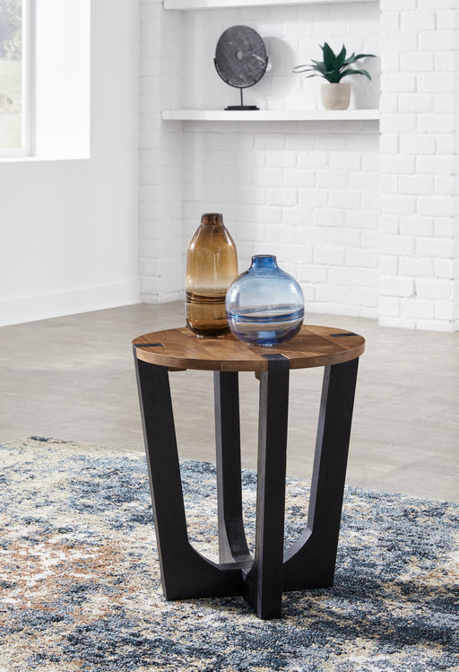 Hanneforth Brown/Black End Table - T726-6 - Vega Furniture