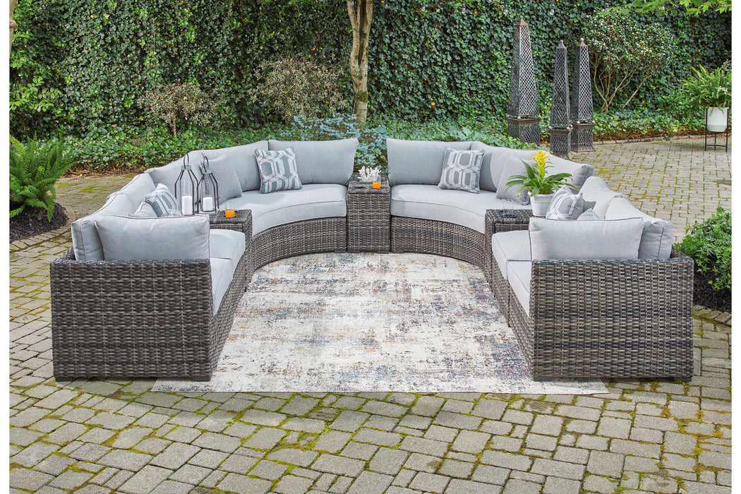 Harbor Court Gray 9-Piece Outdoor Sectional - SET | P459-846 | P459-853(3) | P459-861(2) | P459-877 - Vega Furniture