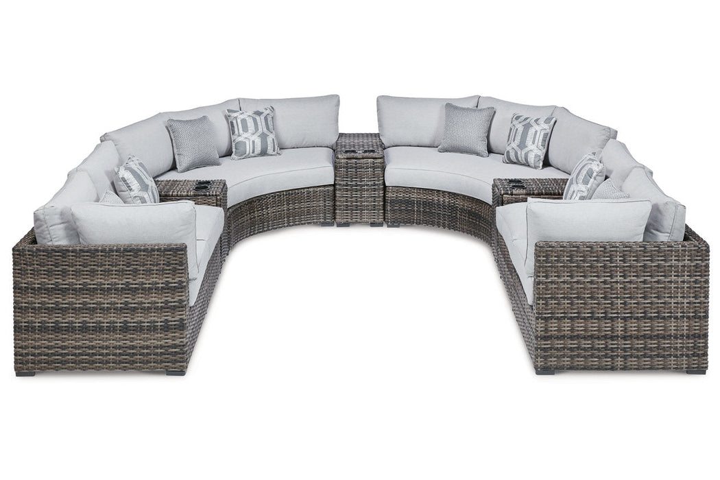 Harbor Court Gray 9-Piece Outdoor Sectional - SET | P459-846 | P459-853(3) | P459-861(2) | P459-877 - Vega Furniture