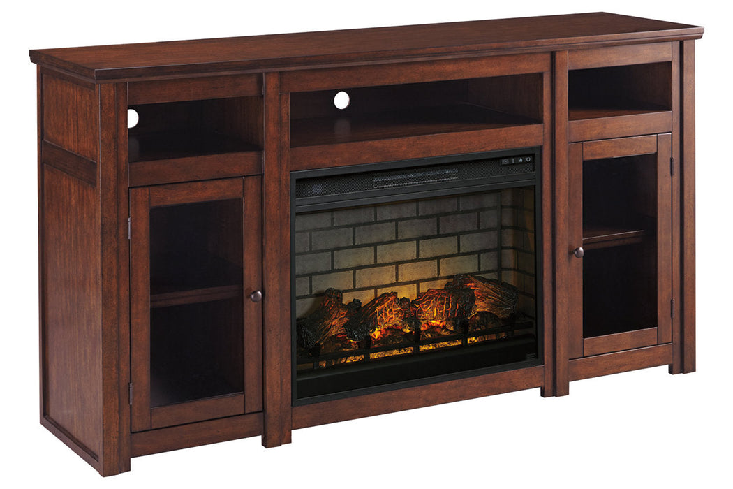 Harpan Reddish Brown 72" TV Stand with Electric Fireplace - SET | W797-68 | W100-121 - Vega Furniture