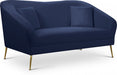 Hermosa Blue Velvet Loveseat - 658Navy-L - Vega Furniture