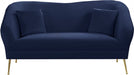 Hermosa Blue Velvet Loveseat - 658Navy-L - Vega Furniture