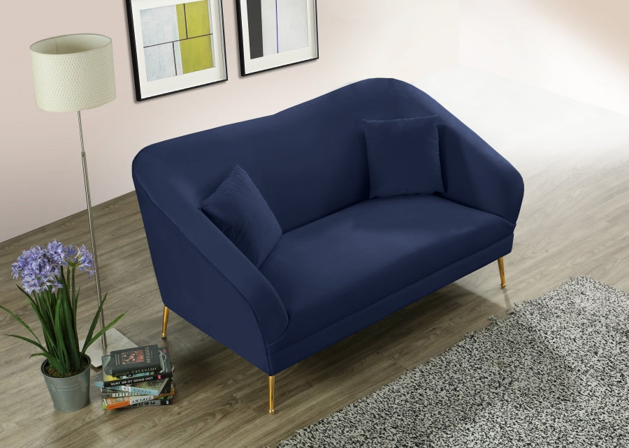 Hermosa Blue Velvet Loveseat - 658Navy-L - Vega Furniture