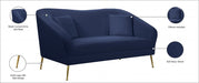 Hermosa Blue Velvet Loveseat - 658Navy-L - Vega Furniture