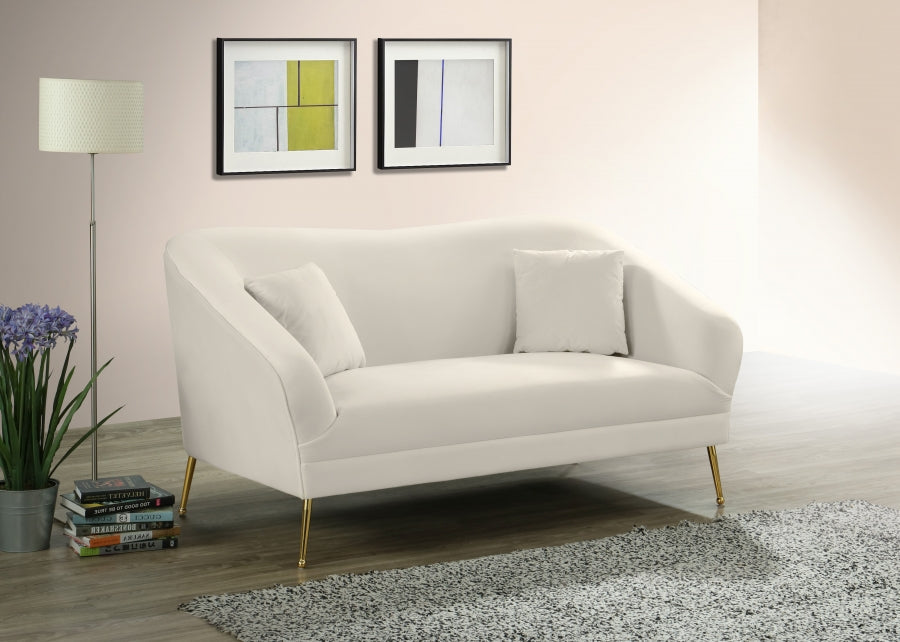 Hermosa Cream Velvet Loveseat - 658Cream-L - Vega Furniture