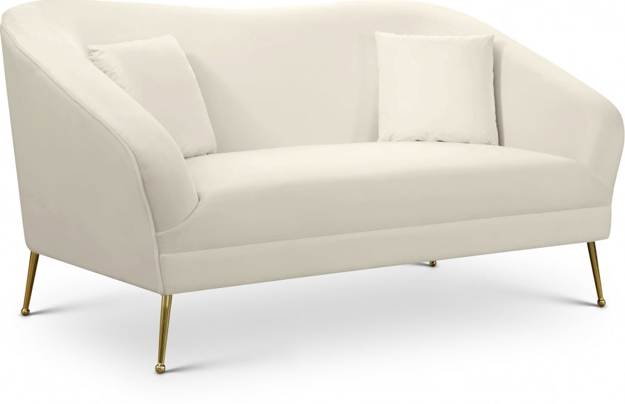 Hermosa Cream Velvet Loveseat - 658Cream-L - Vega Furniture