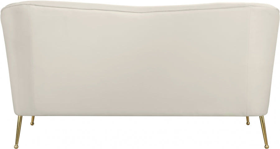 Hermosa Cream Velvet Loveseat - 658Cream-L - Vega Furniture