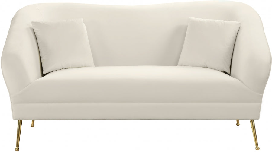 Hermosa Cream Velvet Loveseat - 658Cream-L - Vega Furniture