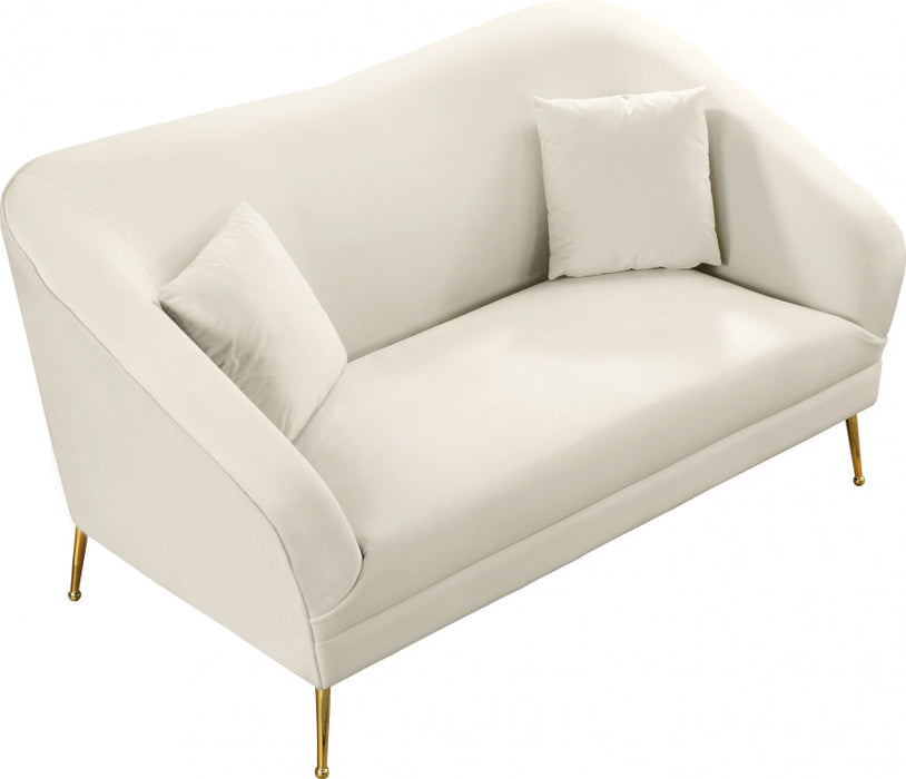 Hermosa Cream Velvet Loveseat - 658Cream-L - Vega Furniture