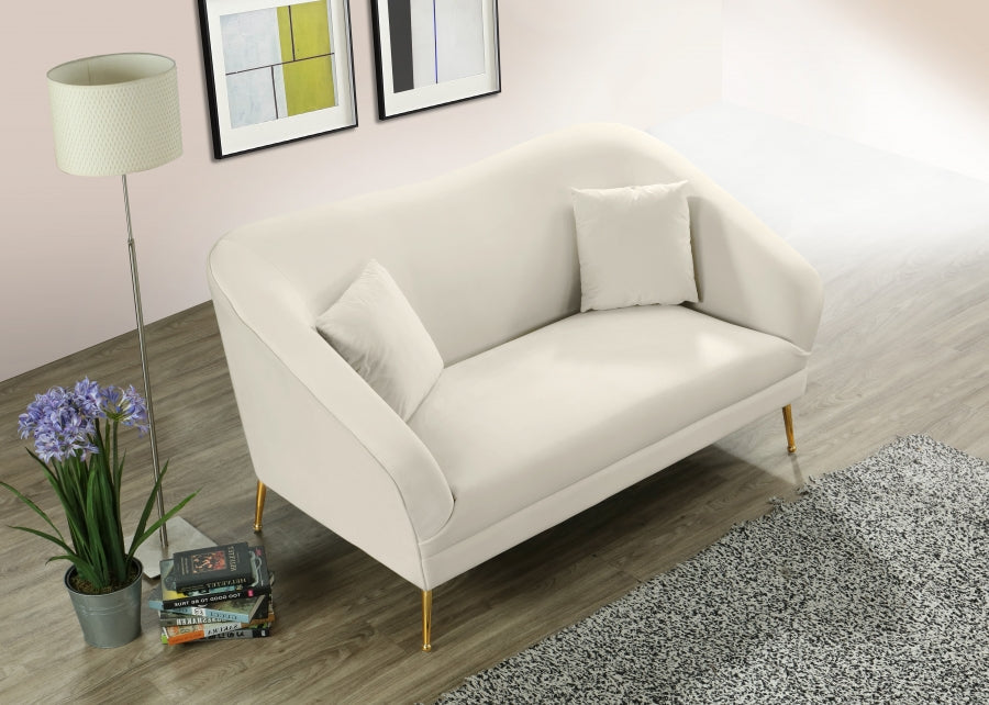 Hermosa Cream Velvet Loveseat - 658Cream-L - Vega Furniture