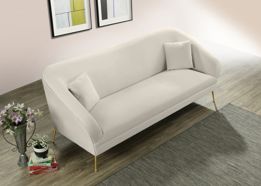 Hermosa Cream Velvet Sofa - 658Cream-S - Vega Furniture