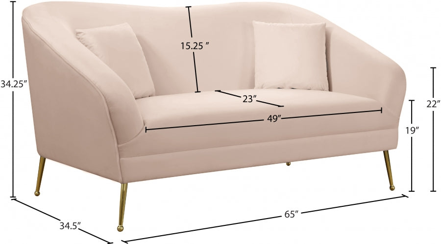 Hermosa Pink Velvet Loveseat - 658Pink-L - Vega Furniture