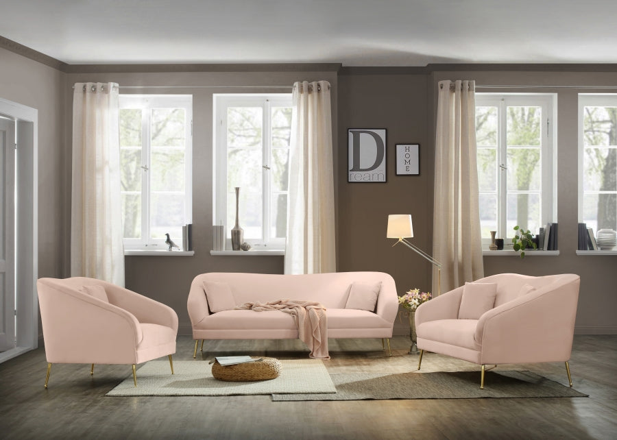 Hermosa Pink Velvet Loveseat - 658Pink-L - Vega Furniture